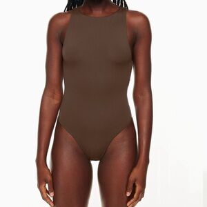 Babaton Contour Sleeveless High Neck Bodysuit - Rich Mocha Brown, women’s XL